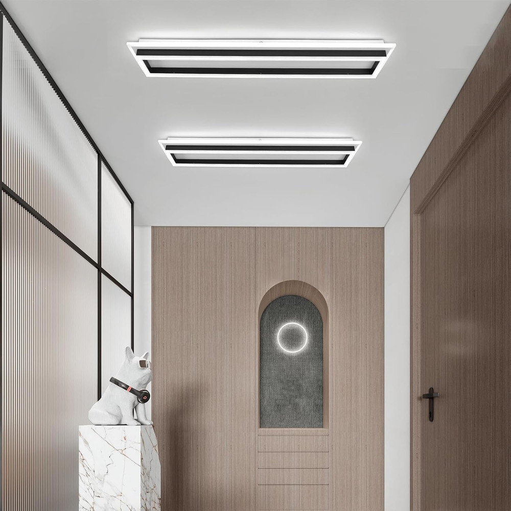 Dimmable LED Ceiling Light with Remote - Modern 31.5" Linear Flush Mount