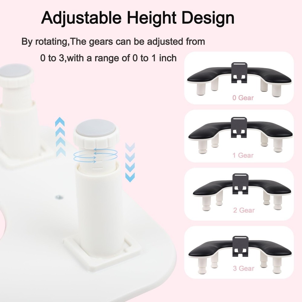 Arm Rest for Nails Tech with Nail Table Mat and Phone Holder,Adjustable Base ...