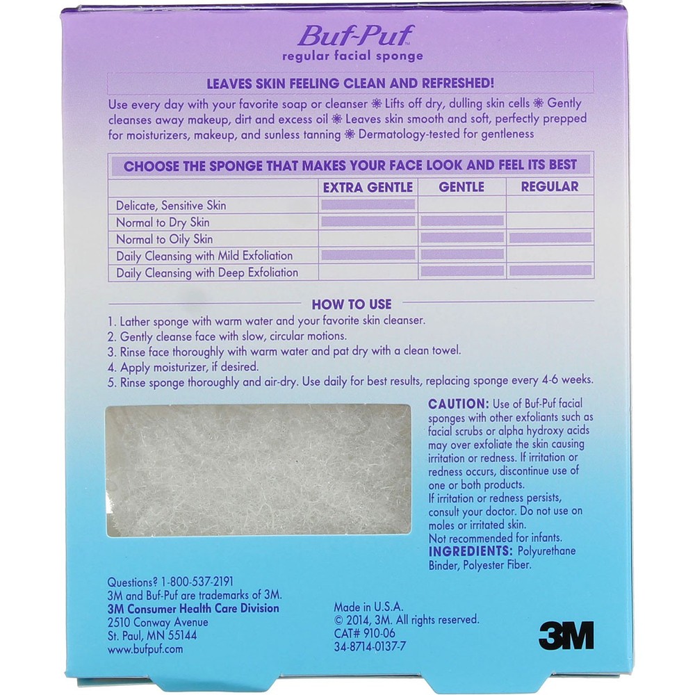 2 Pack Buf-Puf Facial Sponge, Regular