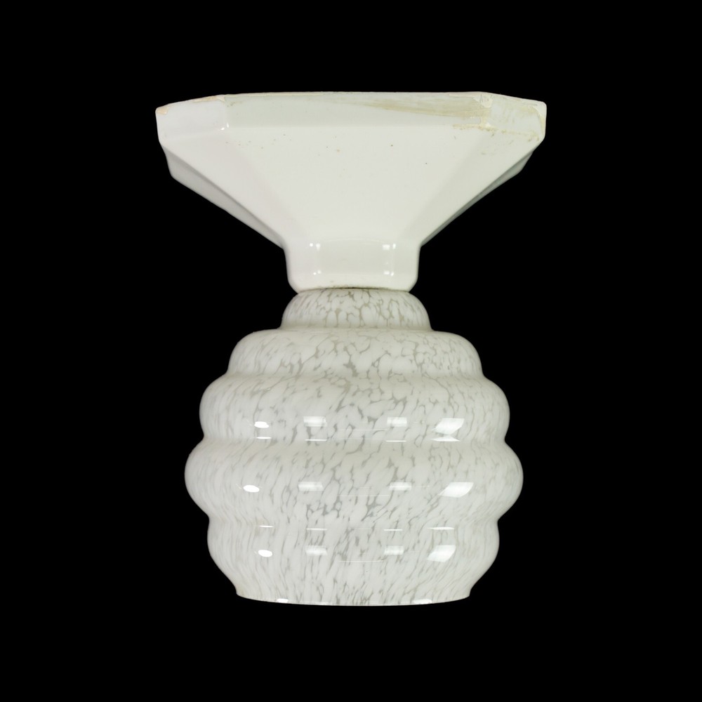 Vintage European White Alabaster Globe Ceramic Flush Mount Light