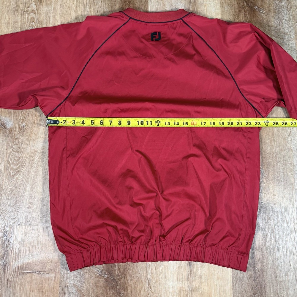 Footjoy Mens Medium Red Short Sleeve Pullover Windbreaker Golf Light Jacket