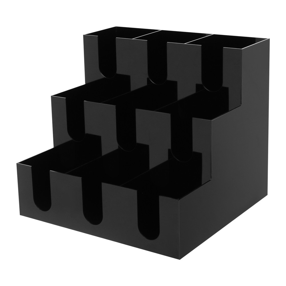 Black Acrylic Coffee Cup Holder Tabletop Disposable Cups Organizer 9-Compartment