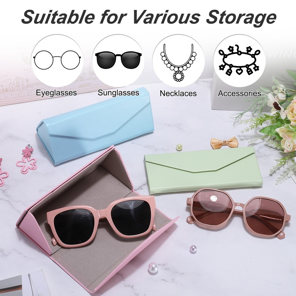 Foldable Glasses Case, 4Pcs Triangle Magnetic Sunglasses Case, Deep Blue Tones