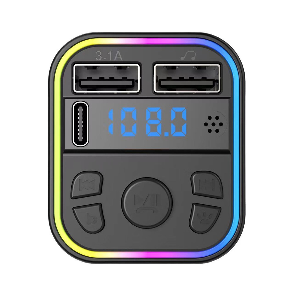 12V-24V Car FM Transmitter Adapter Bluetooth Type-C Dual USB Fast Charger