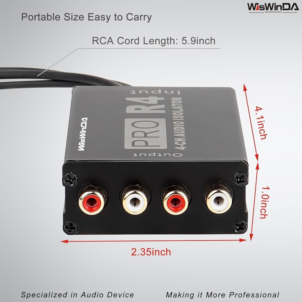Pro 4Channels RCA Noise Filter Hum Eliminator Ground Loop Isolator No Affect ...