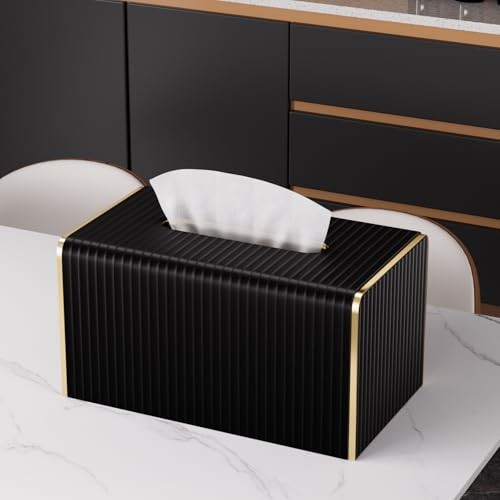 Extra Large Tissue Box Cover for Standard Size 180 Rectangle Extra Height Black