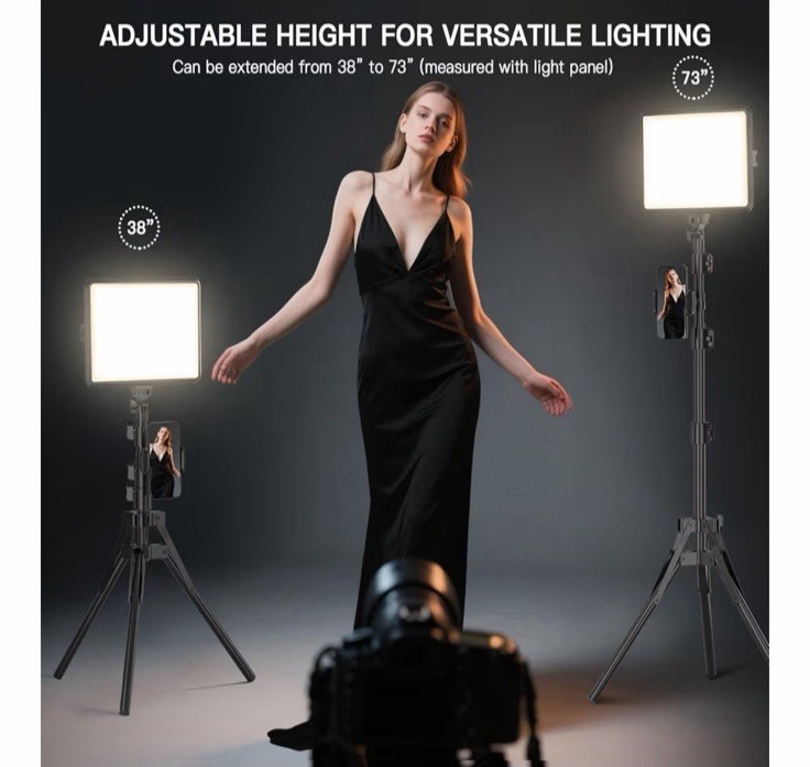 Professional 2-Pack LED Video Light Kit with Adjustable Tripod & USB-C Power