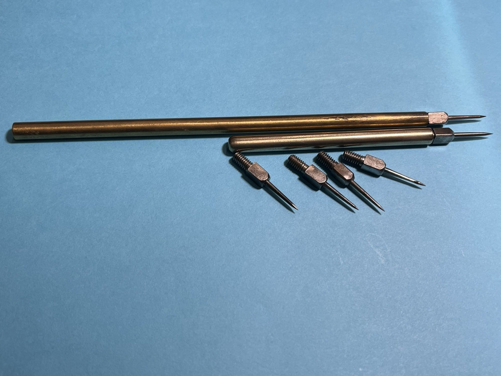 vintage brass scribe machinist 2 tools w/replaceable tips hobbyist folder pins