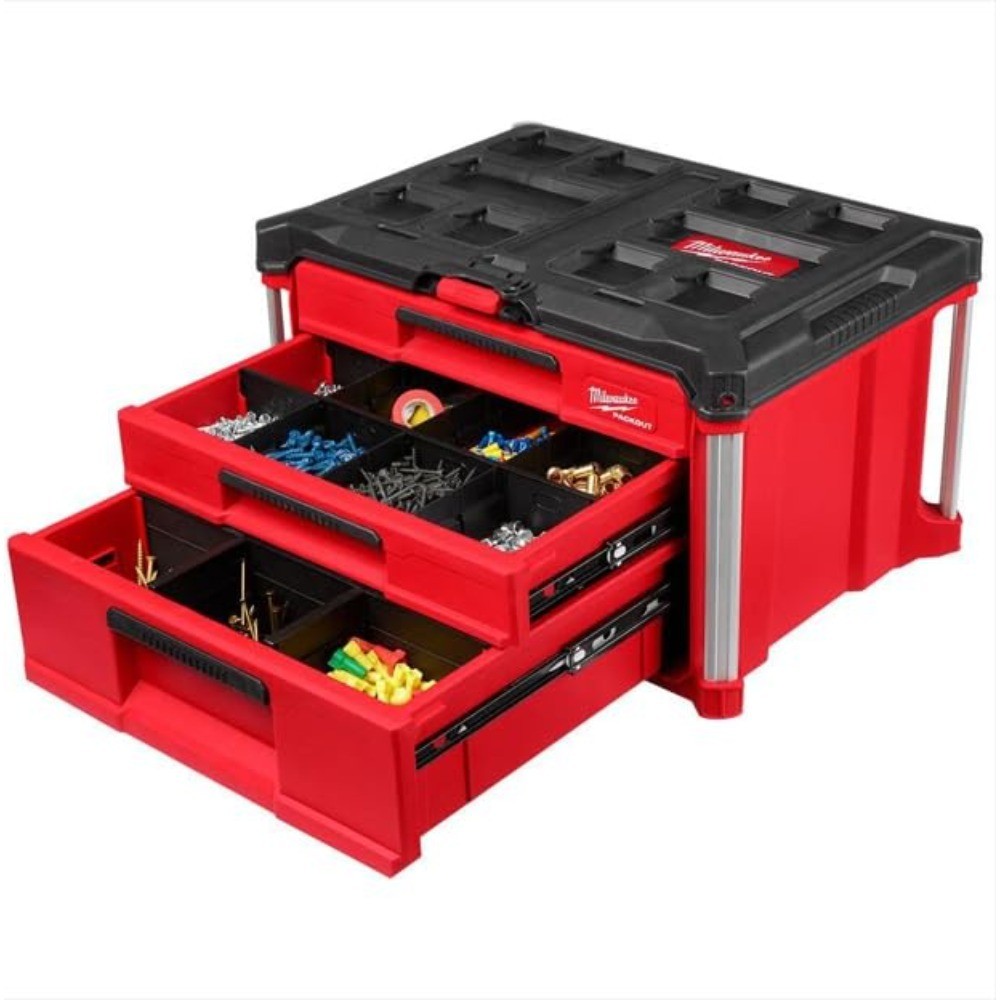 3 Drawer Stackable Tool Organizer Box with Multi-Deep Compartments