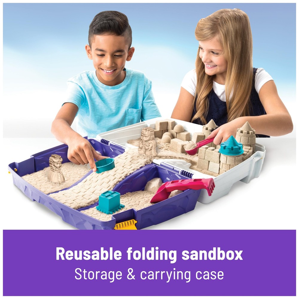 , Folding Sand Box with 2lbs Play Sand, 7 Molds & Tools, Storage Case, Sensor...