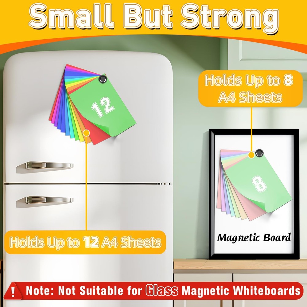 16 Pcs Small Magnets, Strong, Refrigerator, Locker, Black