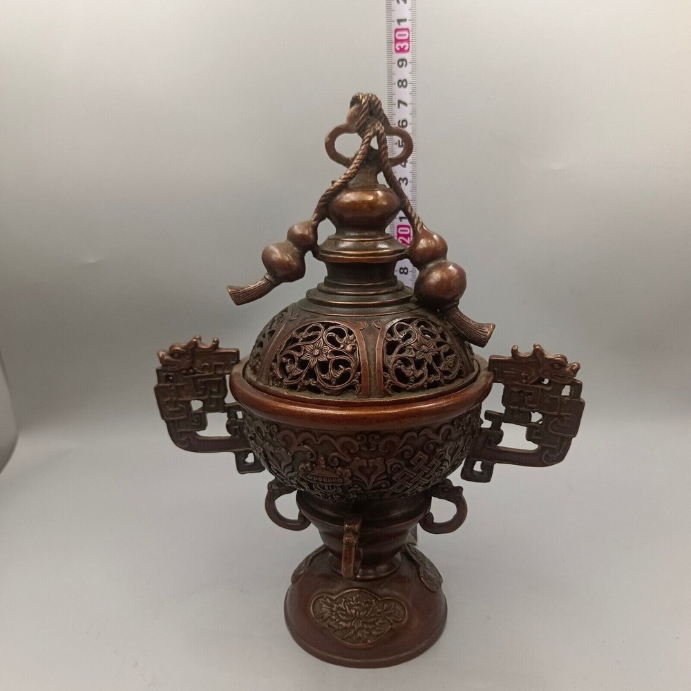Ruyi Ear Gourd Covered Copper Incense Burner Collect