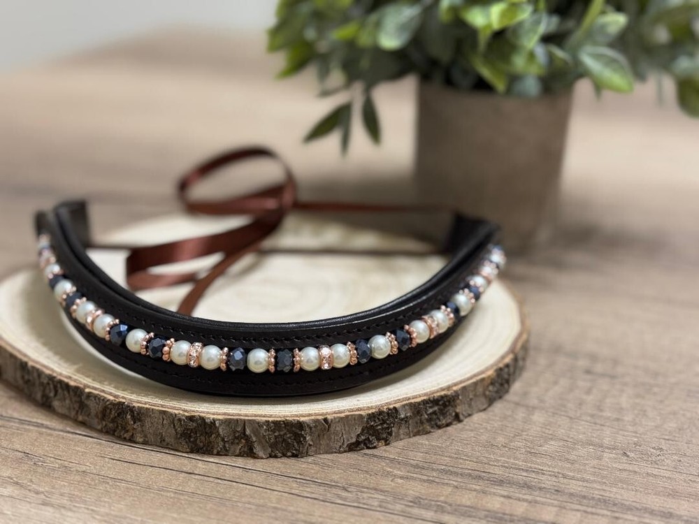 English Leather Padded Beaded Browband