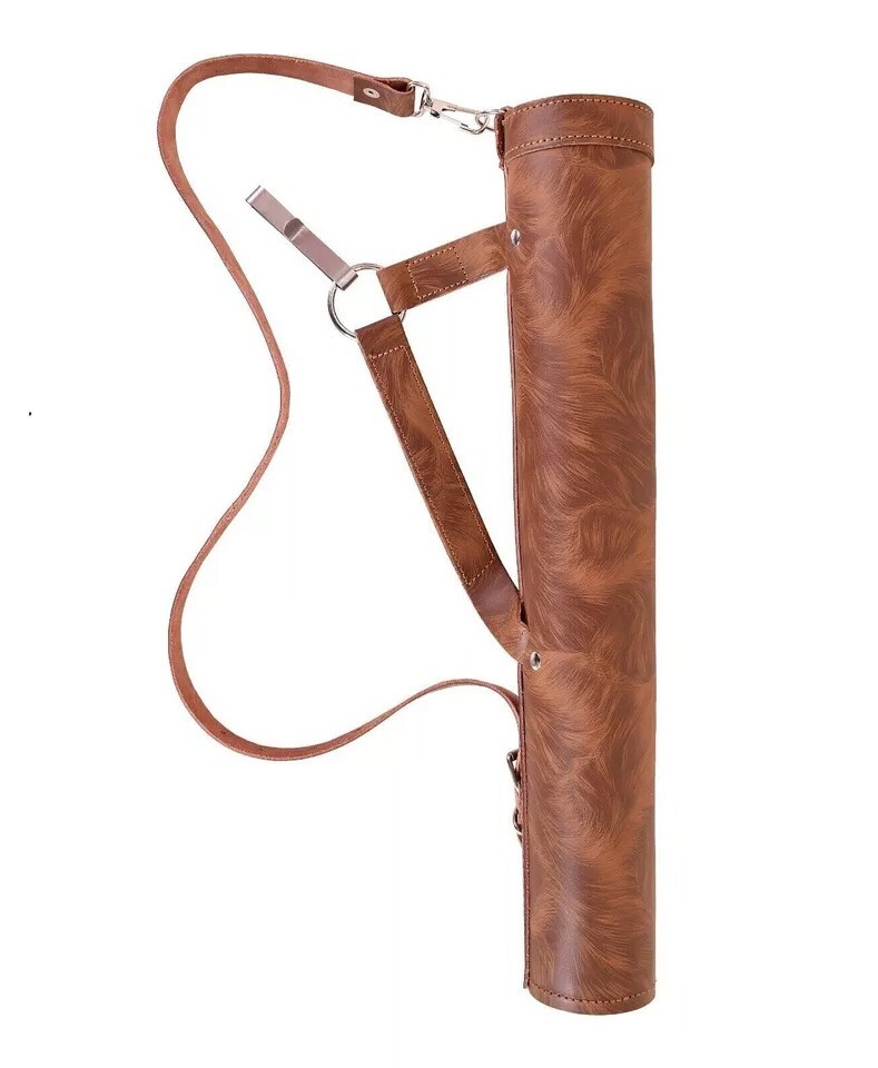 DUAL USE TEXTURED GENUINE  LEATHER SHOULDER BACK/SIDE ARROW QUIVER