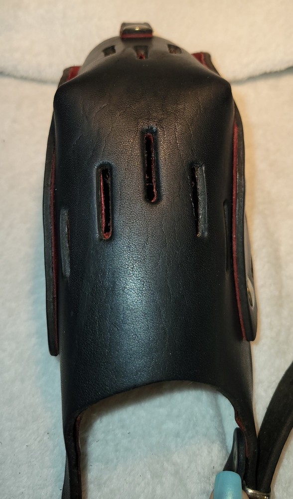 Large Dog Muzzle Black Leather With Red Leather Lining-see Pics For Measurements