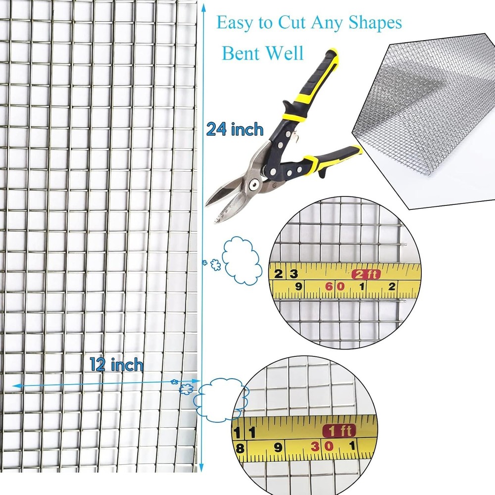 2-Pack 12x24 Stainless Steel Welded Wire Mesh - Rust-Proof & Durable