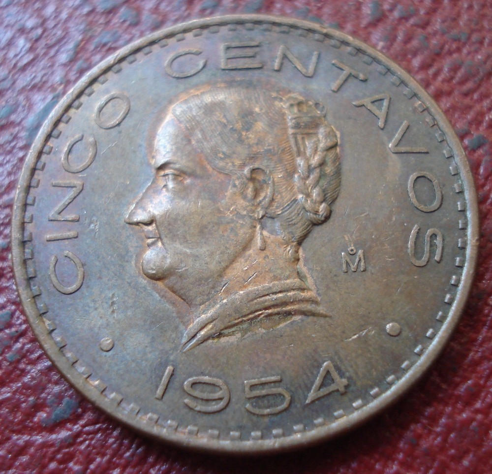 1954 MEXICO 5 CENTAVOS IN EF CONDITION