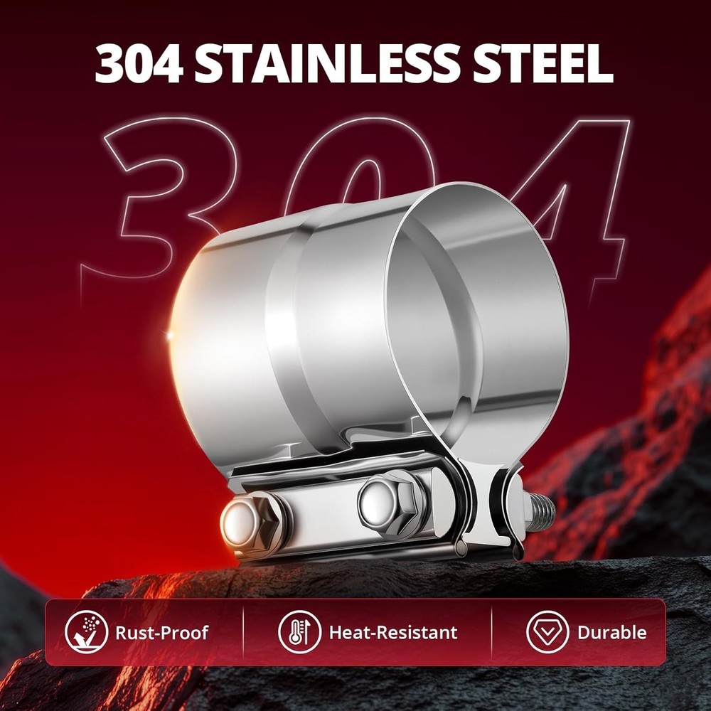 Secure 3.0'' Exhaust Clamp Set - Easy Install Stainless Steel Solution