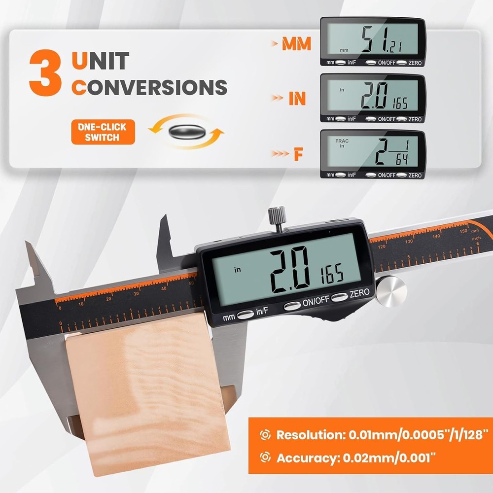 Digital Caliper, Rechargeable Calipers with Large LCD Screen,...