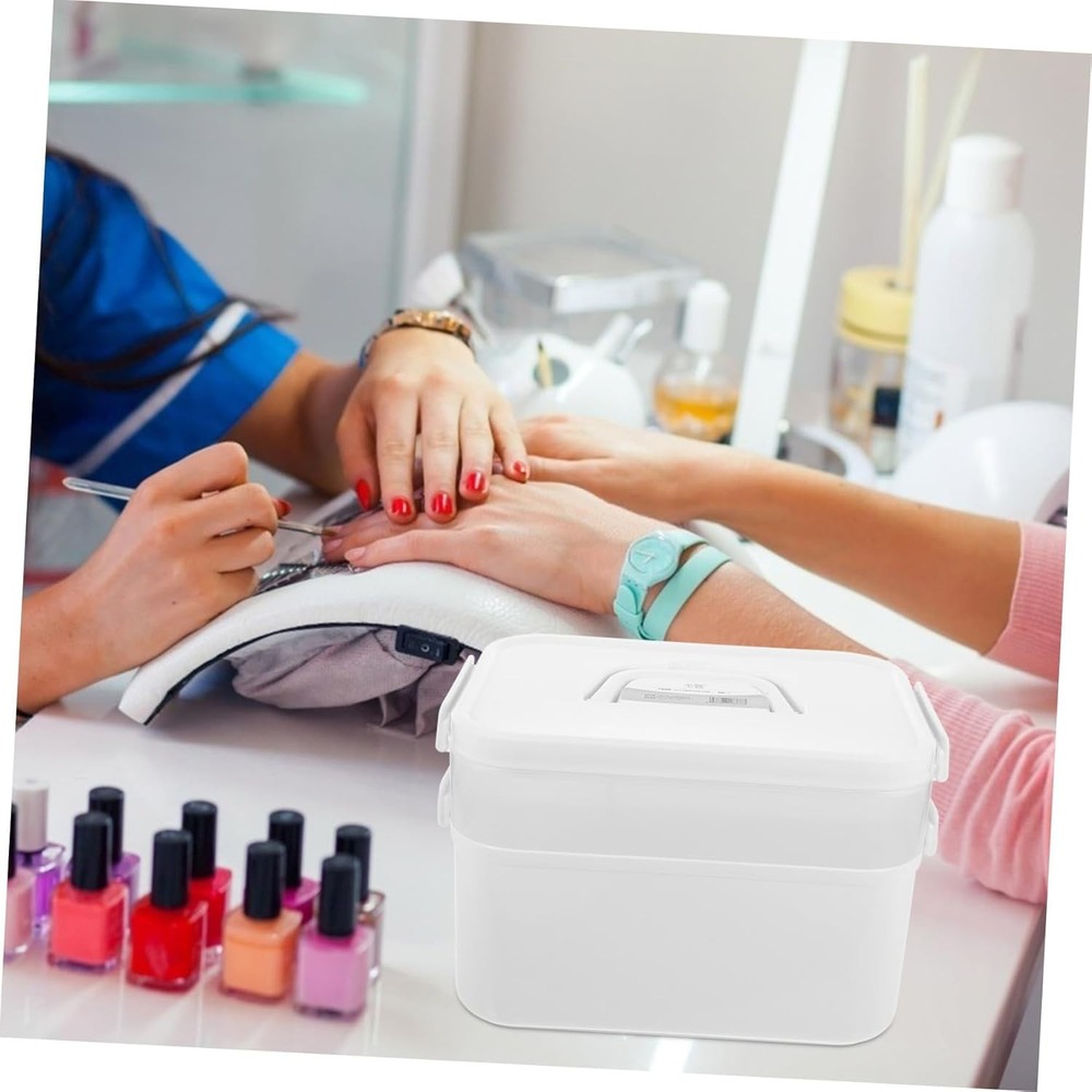 BRAND NEW ~ Large Capacity Manicure Tool Storage Box & Handle & Tray Organizer