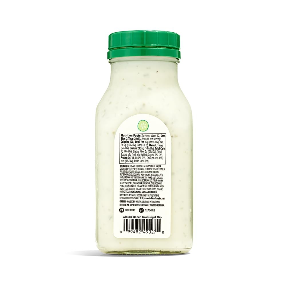 365 By WFM, Organic Classic Ranch Dressing, 12 Fl Oz - 3 Count