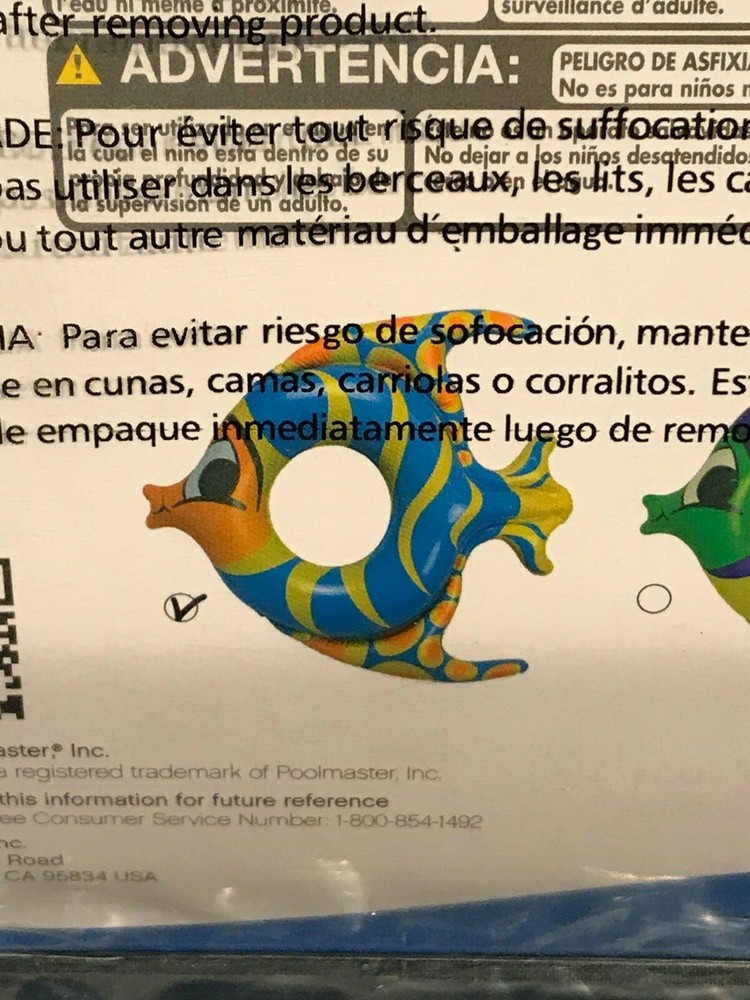 INFLATABLE FISH RING (POOLMASTER INCORPORATED - 81253) One Fish Blue & Yellow