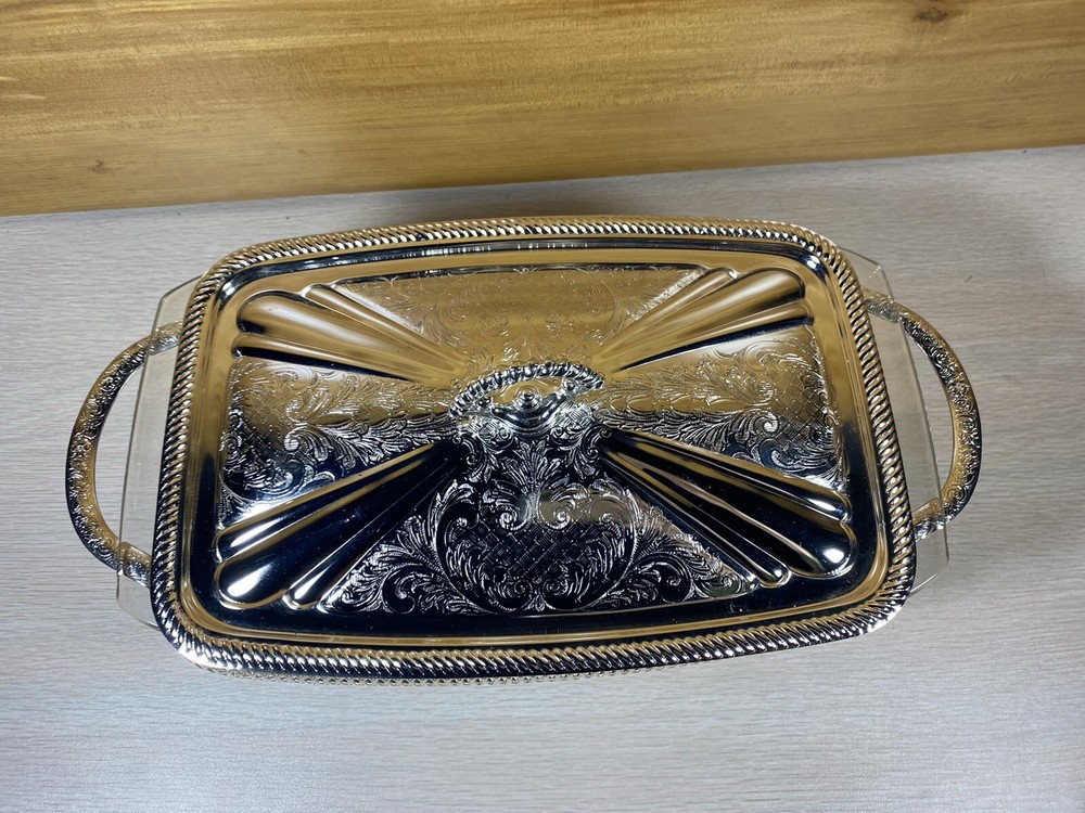 Olson-Queen Anne Silverplated Serving Dish Tableware Dining Made England Vintage