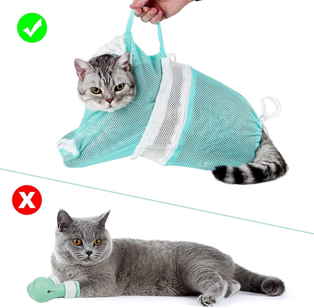 Adjustable Cat Bathing Bag Set with Grooming Tools - Secure & Comfortable Wash