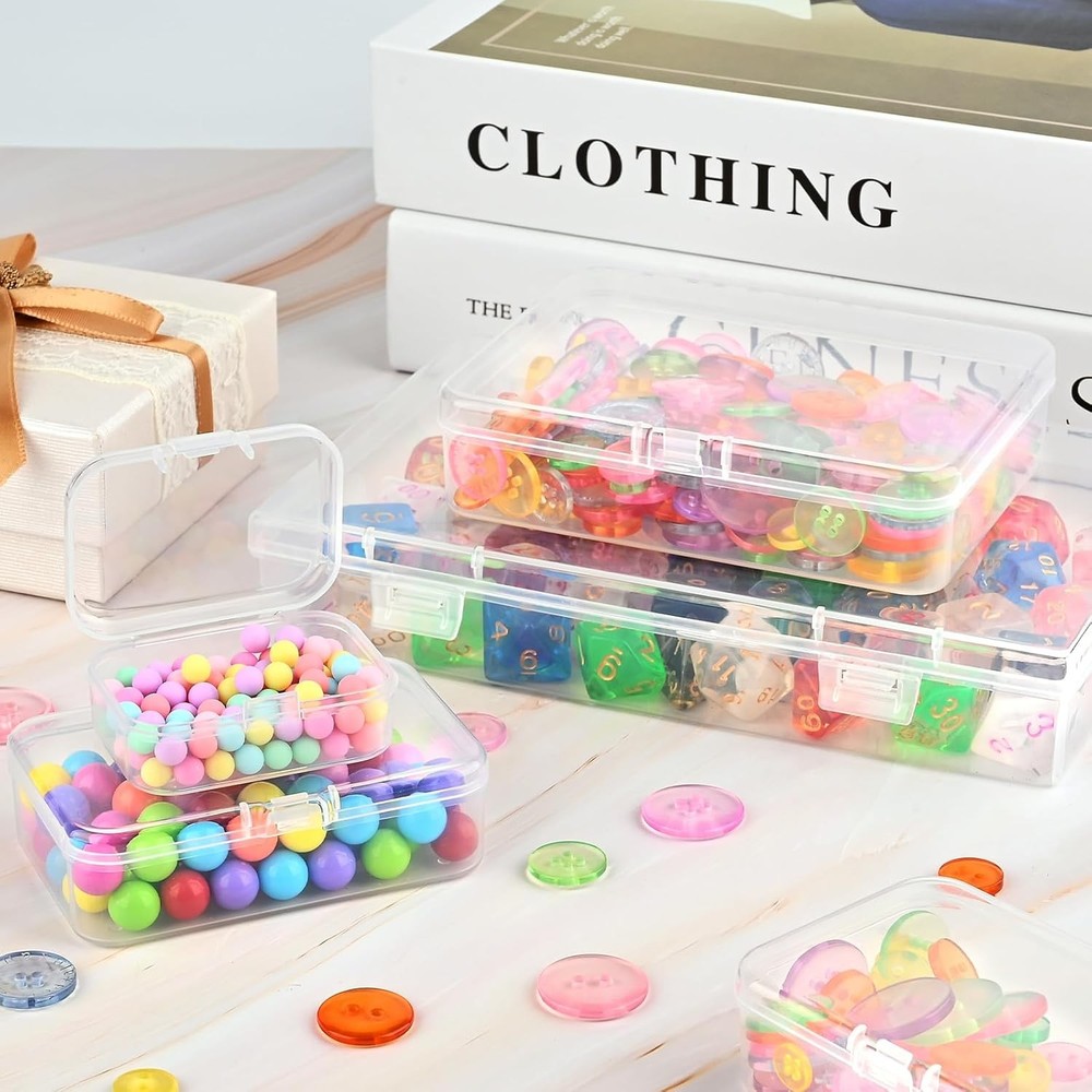 24 Pack Mixed Sizes Small Plastic Storage Containers, 4 (24Pcs), clear