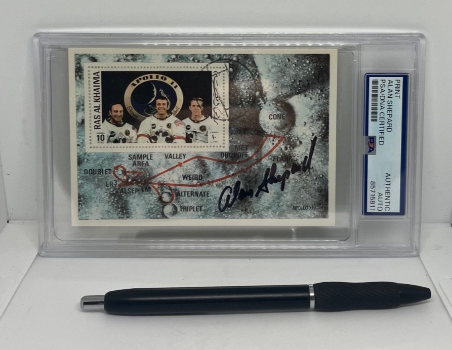 Alan Shepard Signed Stamp Sheet PSA Auto Authenticated Moon Walker Autographed