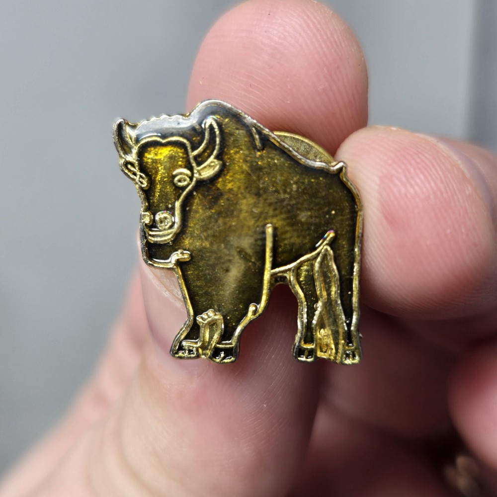 Vintage Bull Enamel Pin Hat Lapel