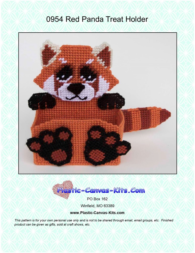 Red Panda Treat Holder- Plastic Canvas Pattern or Kit