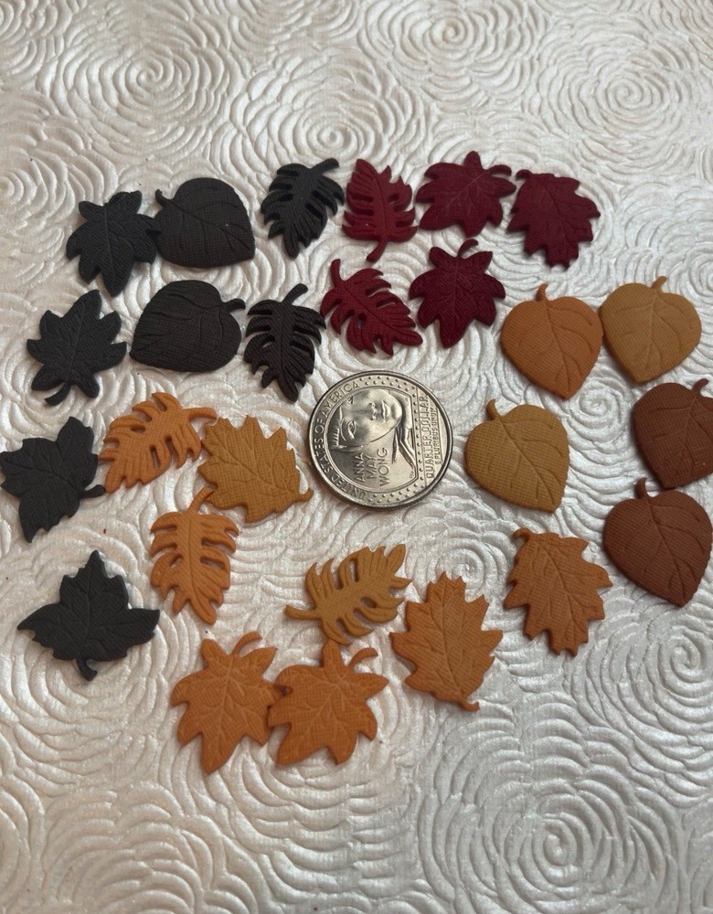 Fall Leaves Assorted 26 Piece Flatback Plastic Embellishment Scrapbooking Crafts