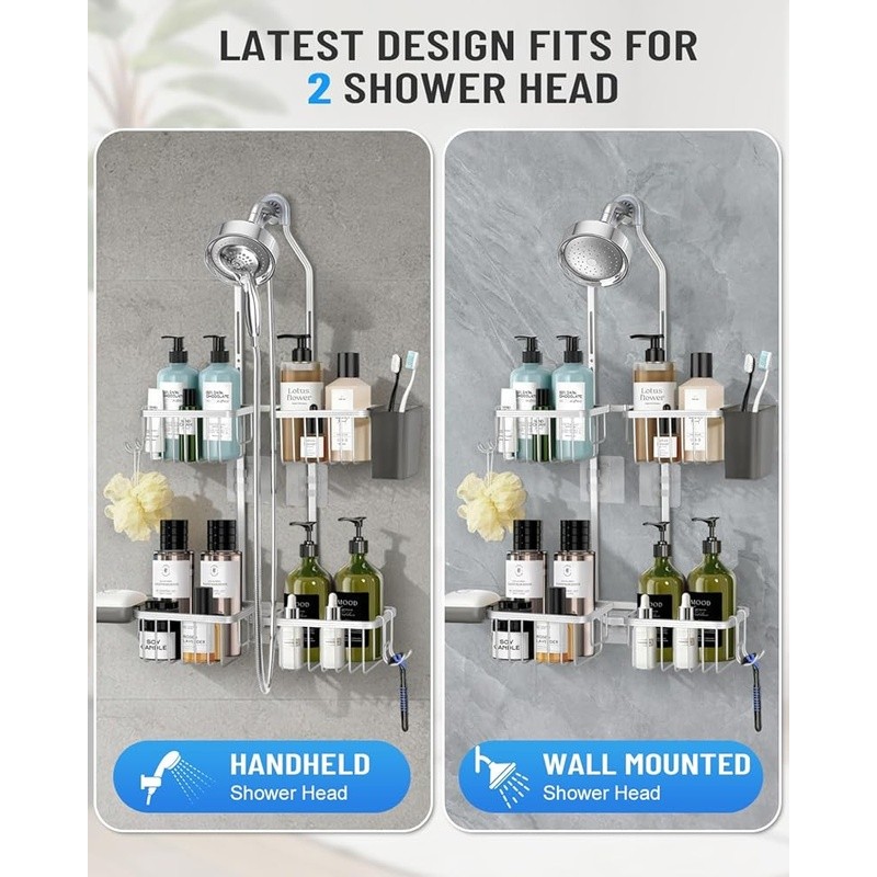 Adjustable Shower Caddy Organizer Rustproof Hanging Mount Tool Free Install New