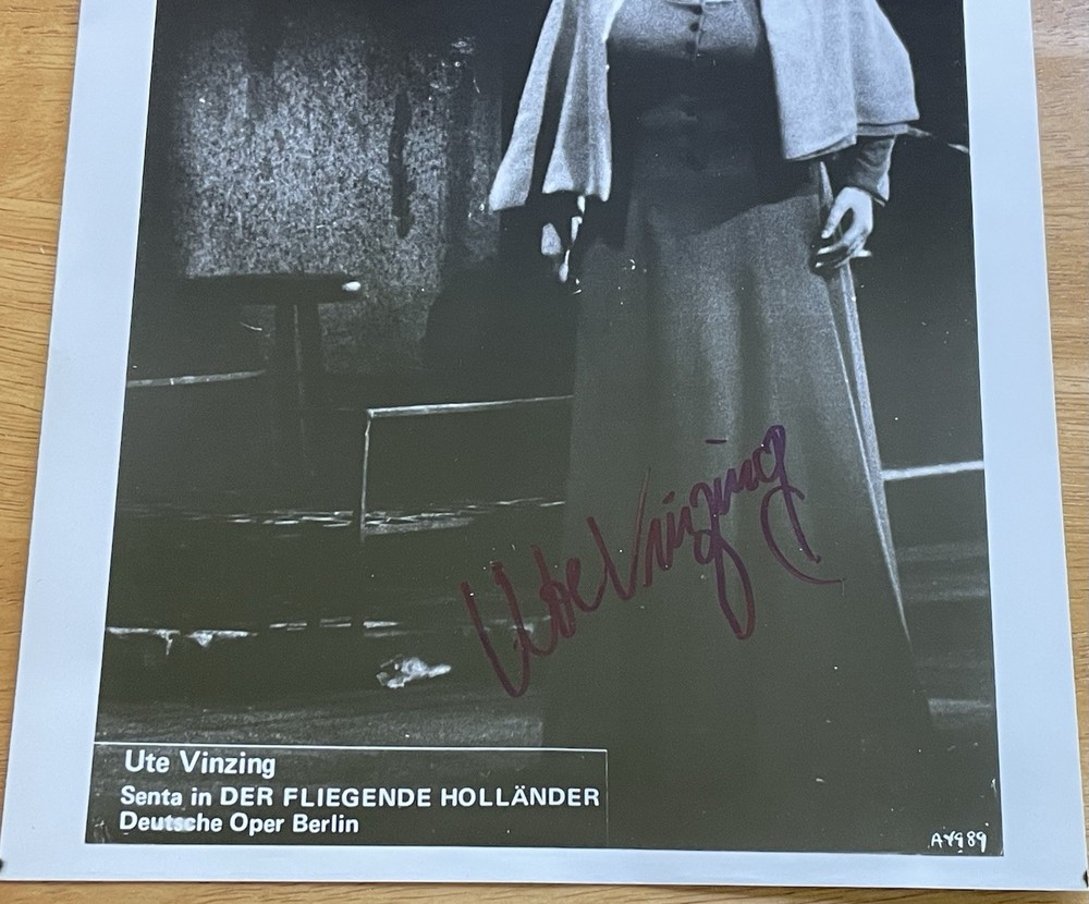 German Opera Soprano Ute Vinzing Autographed Photo
