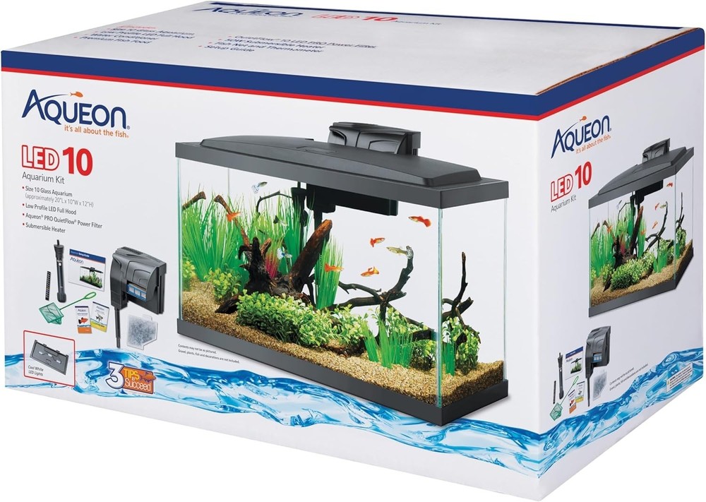 Aqueon LED Fish Aquarium Starter Kit, 10-gal