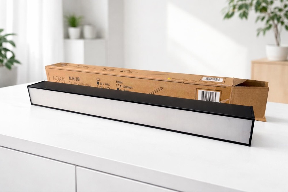 2ft L-Line 1 Light Aluminum Linear Ceiling Light - NLIN-210 3000k - Black