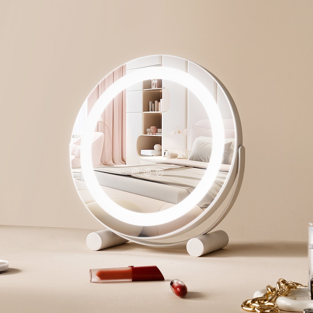 VEVOR 12" Lighted Vanity Mirror LED Bedroom Makeup Mirror Round w/ Smart Touch