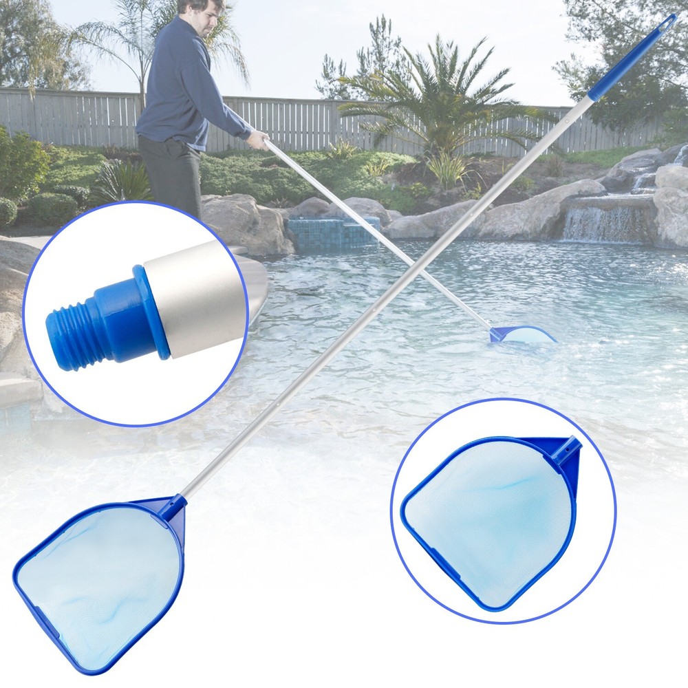 Five-Section Pool Leaf Skimmer Rake - Pop Buckle Mesh for Pool Spa Pond Cleaning
