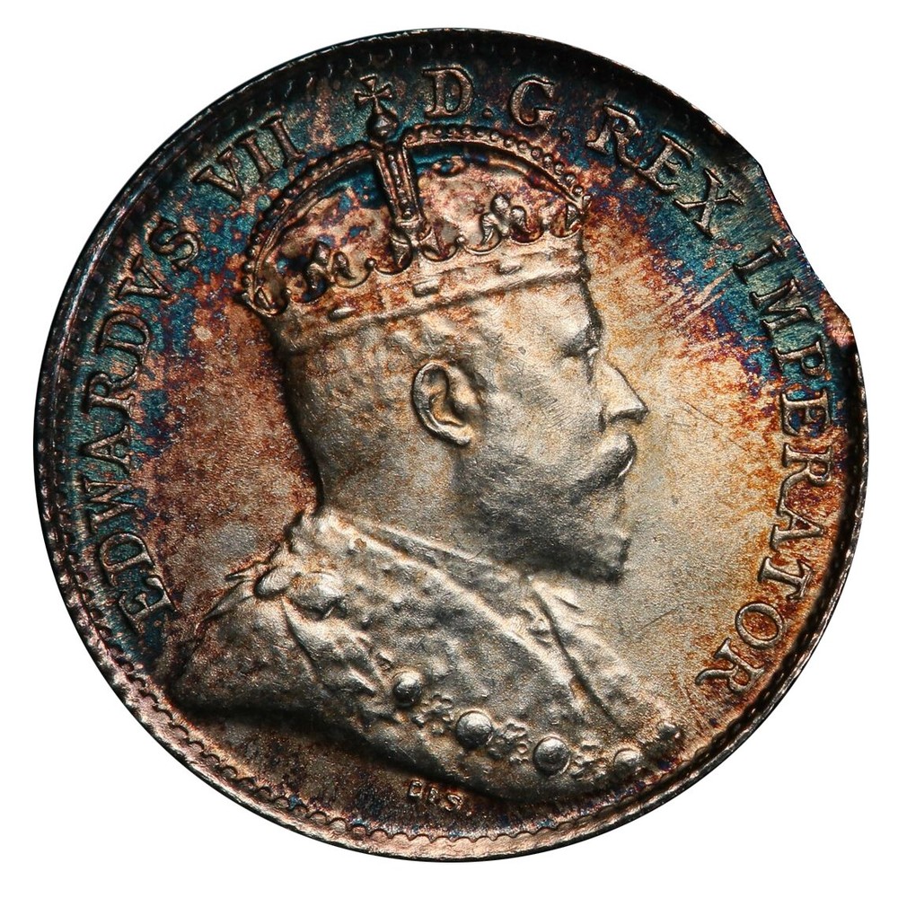 1902 Canada 5 Cent, CLIPPED PLANCHET ERROR - PCGS Uncirculated MS 64