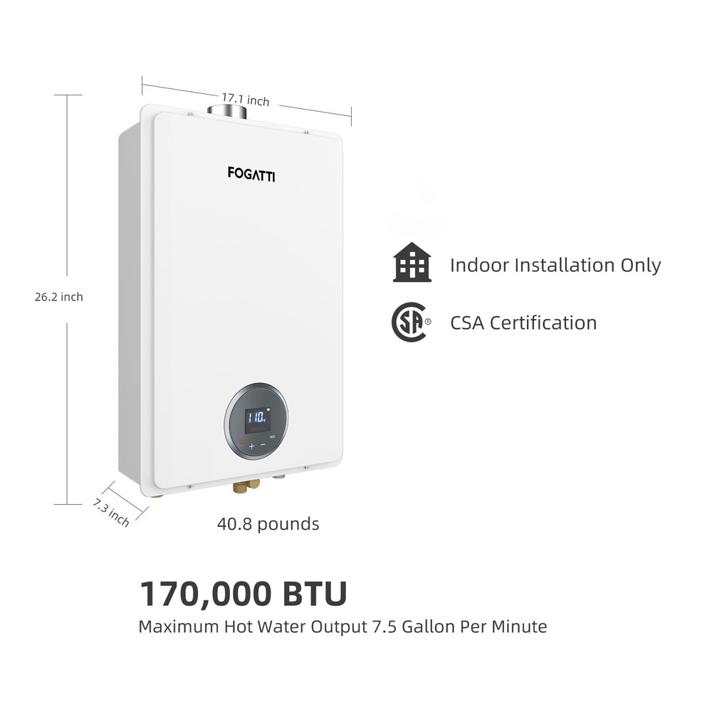 24L 7.5 GPM Tankless Water Heater Propane Instant Hot Water for whole house