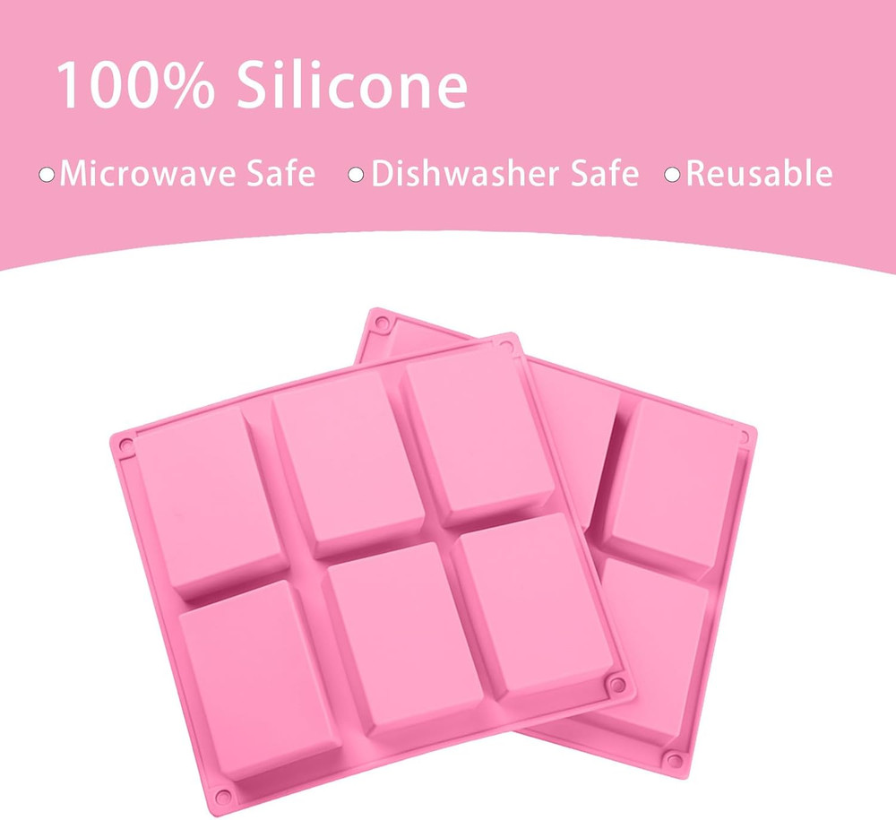 3-Pack Silicone Soap Molds, 6 Rectangular Soap Molds, Different Shapes of Flower