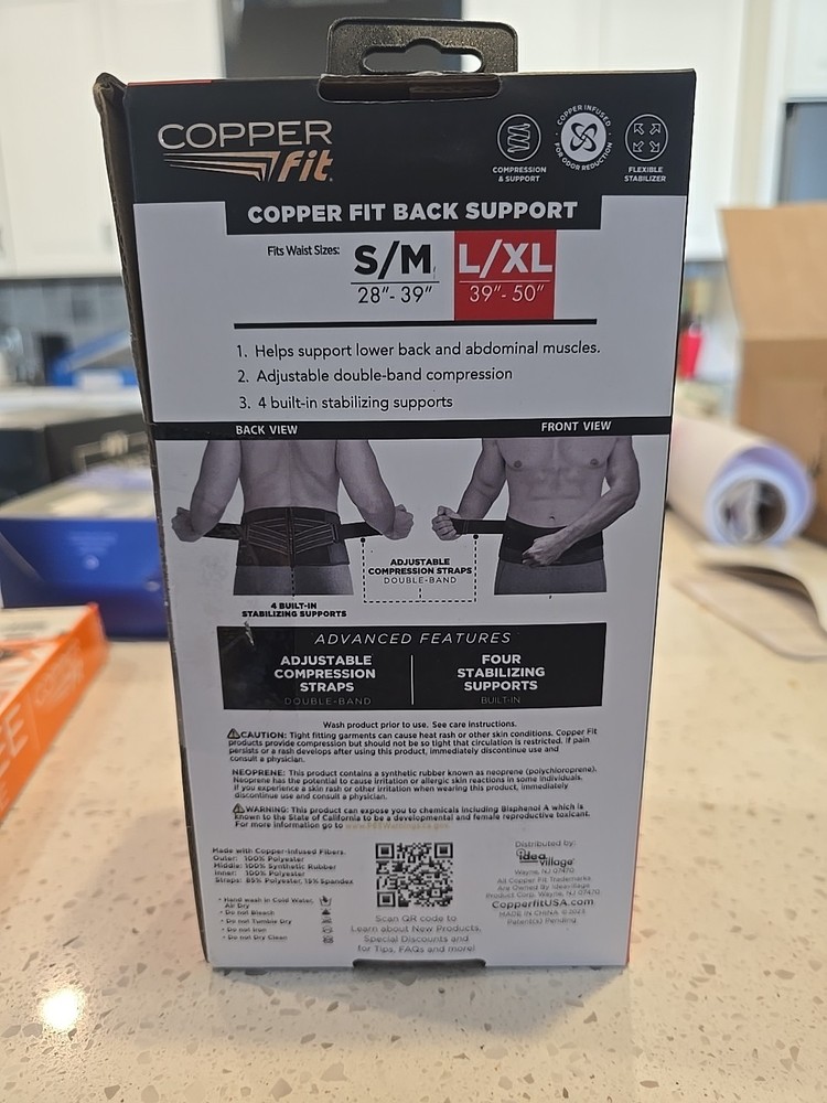 Copper Fit Black Back Pro Compression & Support With Adjustable Straps L / XL