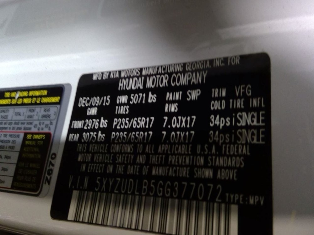 SANTA FE 2016 Transmission Shift 985832