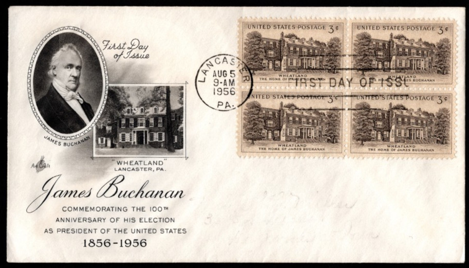 SC# 1081 FDC, James Buchanan, B4, ArtCraft cachet
