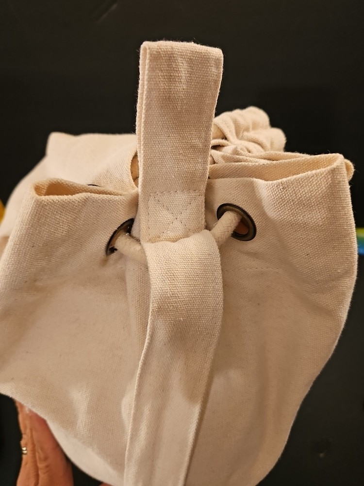 Laundry Hamper Bag with Adjustable Drawstring and Carrying Strap - Beige