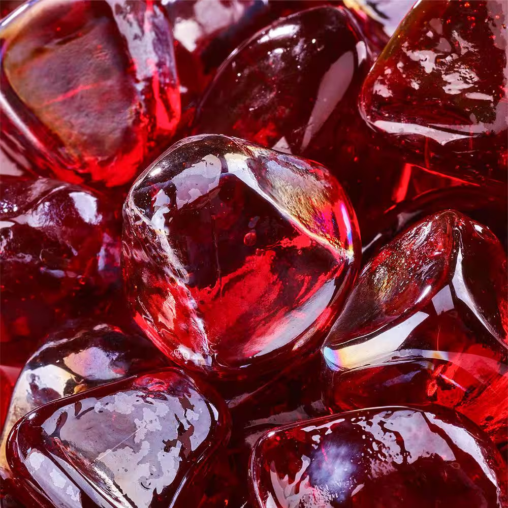 10 Lbs. of Ruby 1 In. Fire Glass Diamonds