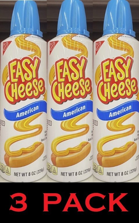 NABISCO Easy Cheese AMERICAN Flavor Pasteurized Cheese Squeeze Can 8 oz - 3 CANS