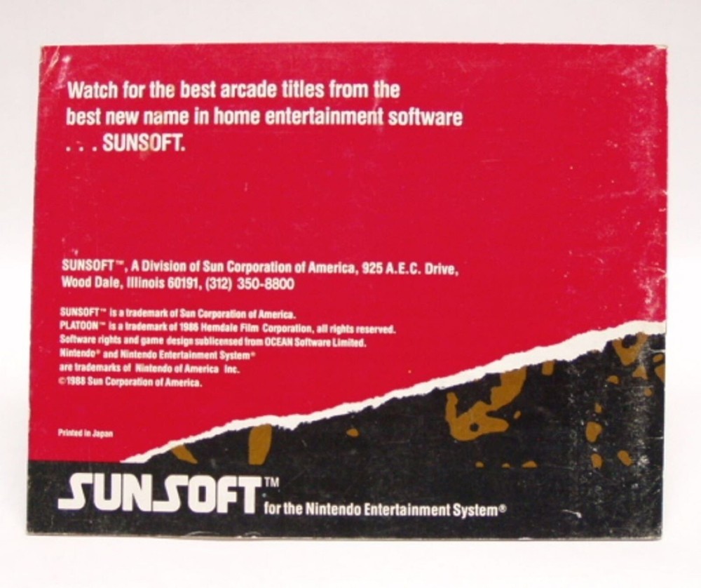 PLATOON Instruction Manual - No Game NES Nintendo