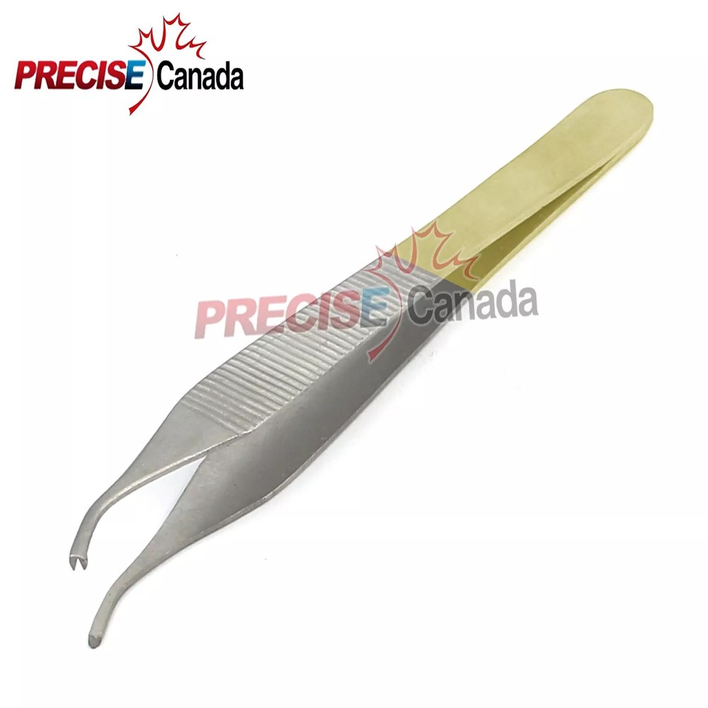T/C Gold Handle Autoclavable Adson Tissue Veterinary Forceps 4.75" Curved